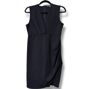 Lulus size large cocktail hour black sleeveless tulip mini dress surplice v-neck